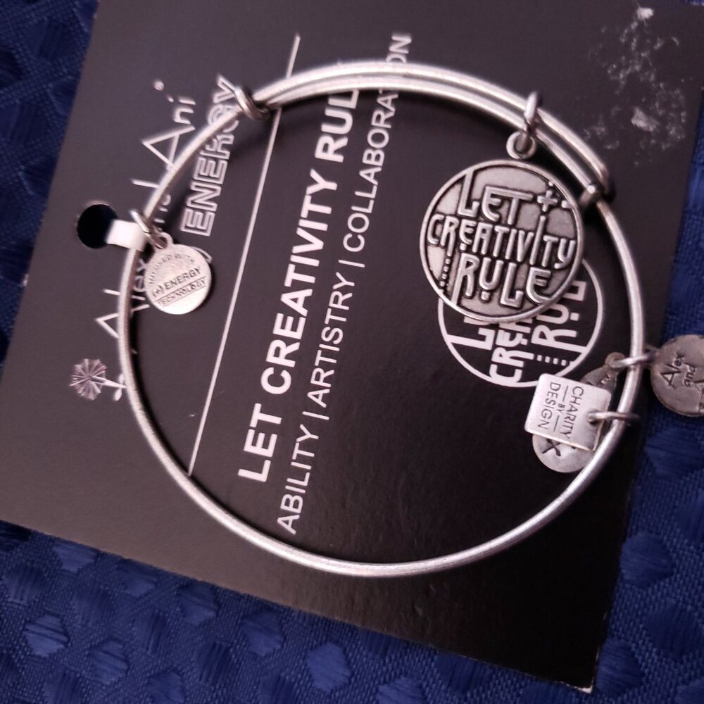 NWT Alex & Ani silver creativity rule bracelet  w/ card     A-307